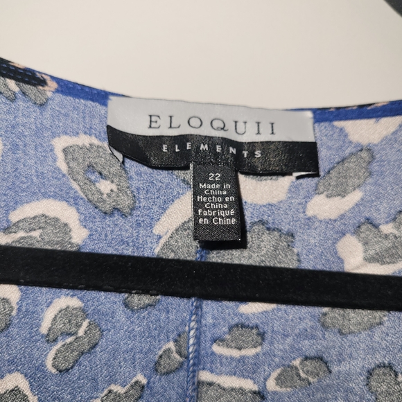 NWT ELOQUII Elements Blue Leopard Wide Leg Wrap Jumpsuit 20 22 - Picture 11 of 12